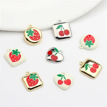 10db Új koreai kerek eper négyzet alakú cseresznye szív cseresznye charm DIY fülbevaló nyaklánc kézművesség ékszerkészítés megállapítások