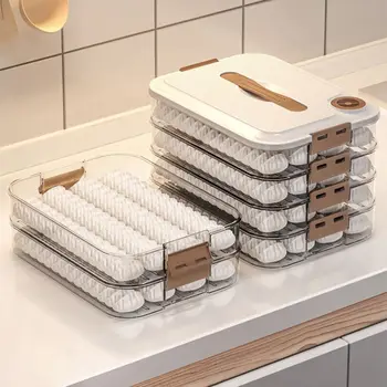 1Db átlátszó gombóc doboz többrétegű friss élelmiszer tároló doboz konyhai rendszerező 1/2/3/4 rétegű hűtőszekrény tartály