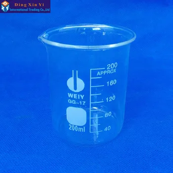 1PC 200 ml kémiai laboratóriumi főzőpohár Boroszilikát üvegpohár