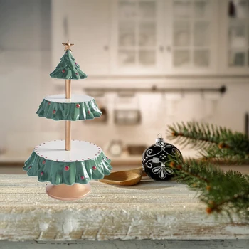 2 rétegű cupcake állvány karácsonyfa alakú bemutató torony desszerttartó parti alappal