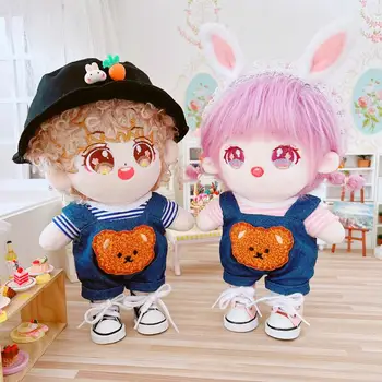 20CM Plüss baba ruhák Barna medve nadrág Cool Stuff Dress Up baba kiegészítők Korea Kpop születésnapi ajándék EXO bálvány babák