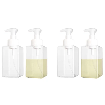 4 csomag habzó szappanadagoló 15Oz újratölthető hab folyékony kézi szappan üres műanyag szivattyú palacktartály - tiszta 450ml