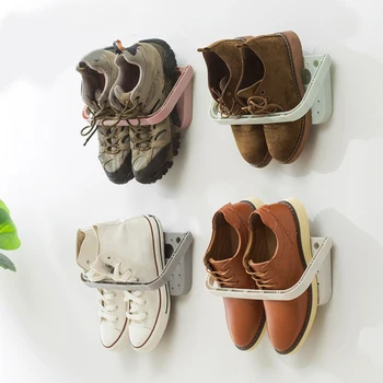 4Db függő cipőrendszerező, falra szerelhető cipőtartó, összecsukható cipőtartó, ragasztós tároló cipőpolc a helytakarékos érdekében tartós