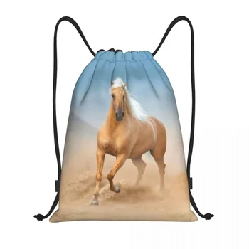 A Palomino Andalúz ló húzózsinóros hátizsák táskák Könnyű futás Spanyol ló tornaterem Zsákok zsákok vásárláshoz