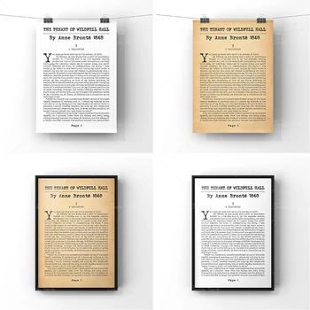 A Wildfell Hall bérlője Anne Bronte regény könyvplakát nyomtatása | Klasszikus első oldalas faligrafika | Keretezetlen irodalmi művészet