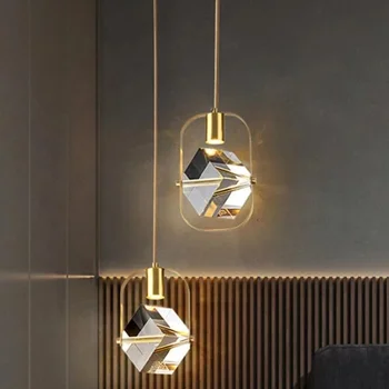 All rézkristály csillár Luxus medál könnyű vas étkező nappali dekoráció konyha függő lámpa hálószoba éjjeli lámpához