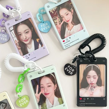 Aranyos kártyatartó Fényképkártya tok Kpop Idol képeslap védőtáska Busz Diákigazolvány Hüvelyek Medál kulcstartó Kawaii Stationer