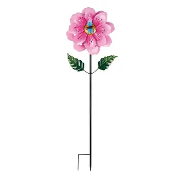 Barackvirág Szélpörgettyű kert Virág szélmalom szitakötővel Kültéri szélszobor Virágszobor udvar Kert Művészeti dekoráció