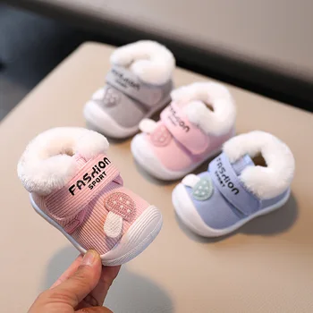 Bébi pamutcipő 0-2 éves korig Winter Baby Warmth puha talpú cipő férfiaknak és nőknek Plüss sétacipő