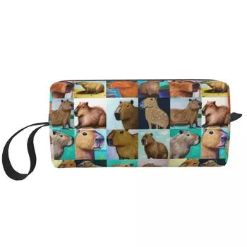 Capybaras kollázs kozmetikai táska női divat Nagy kapacitású sminktok szépségápolási tároló piperetáskák Dopp készlet tok doboz ajándékok