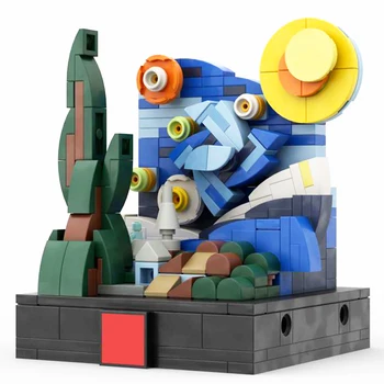 Gobricks MOC Híres Mini Csillagos Éjszaka Kreativitás Építőelemek 3D Pixel Art Luxus festékblokkok Díszek Játék gyermekek Ajándék