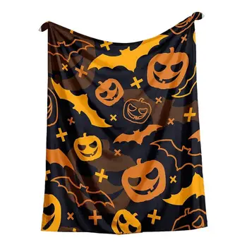 Halloween takarók Dekoratív kísérteties öltakaró tökdenevér mintával Kétoldalas dekoratív takaró Halloweenre