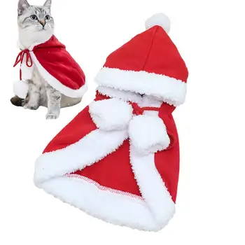 Kiskutya köpeny karácsonyra Korall bársony macskák kapucnis köpeny rugalmas szalaggal Kisállat jelmez kiegészítők karácsonyi parti témarészhez