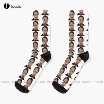 Lin Manuel Miranda Meme Zokni Fekete zokni Nők Uniszex Felnőtt Tini Ifjúsági Zokni 360° Digitális nyomtatás Egyéni ajándék Vicces zokni