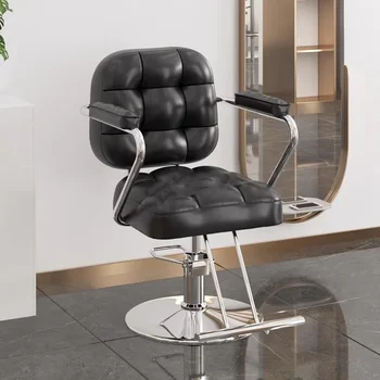 Luxus bőrszalon szék Vas szépség Borbély forgatható fodrászat Szalonszék Hidraulikus láb Cadeira de Barbeiro bútor