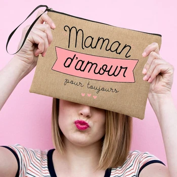 Mama I Love You Forever nyomtatott kozmetikai táska női Neceser sminktáska ágynemű piperecikkek tároló tasak utazási strandtáska ajándék hétfőre