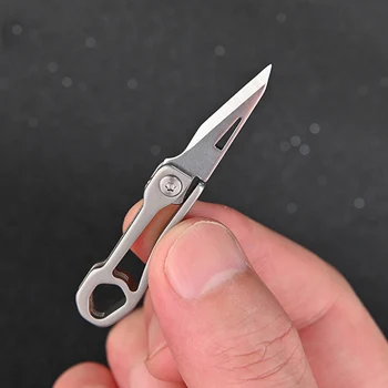 Mini titánötvözet összecsukható kés hordozható kis penge EDC kulcstartó medál Express kicsomagolás zsebkés ajándék EDC szerszám