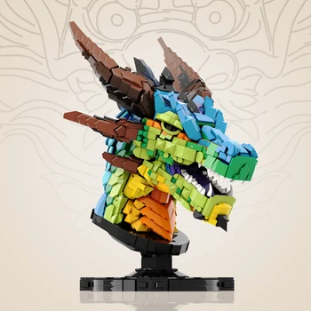 Moc A színes kínai sárkányfej építőelemek ideális modell Zodiákus Loong szimbólum 2024-ben Év felnőtt játék játék kockák gyerekeknek DIY ajándék