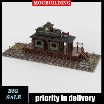 MOC Városi Nyugati Vasútállomás Modell Építőelem Szerelvény Mozdony Vasút Épület Gyűjtemény Játék ajándékok