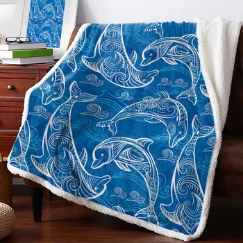 Nyári delfinhullámok textúra téli meleg kasmír takaró ágyhoz gyapjú takarók irodai ágytakarókhoz