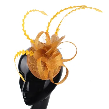 Női divat Sinamay Kentucky Fascinator Haj kiegészítők Fejpántok Női szürke fejdísz Esküvői Millinery születésnapi kalap XMF402