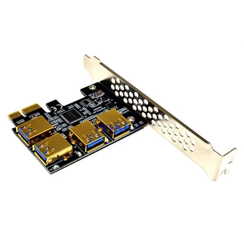 PCIe kiemelő kártya adapter 4 port PCI-E 1 - 4 USB 3.0 kiemelő bővítő Ethereumhoz ETH / Monero XMR / Zcash BTC bányászathoz