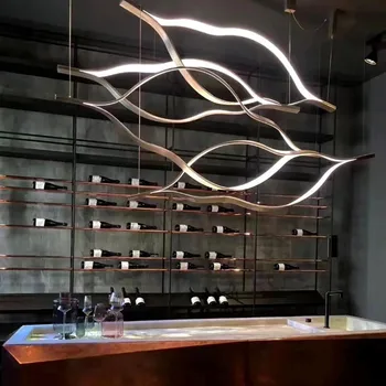 Posztmodern csillár kreatív hullámos függő lámpák kiállítóterem Nappali Étterem Hotel Luxus Ruházati Üzlet LED lámpatest
