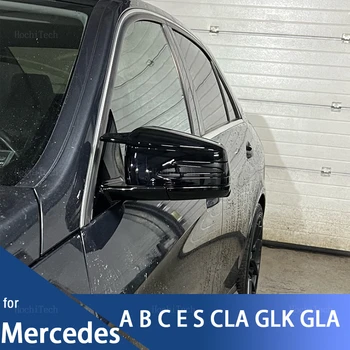 Visszapillantó tükörburkolatok Mercedes-Benz W204 E W212 W176 W246 CLS C218 GLA X156 ABS szénszálas mintázatú fényes fekete