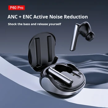 YOBSONY p60pro ANC+ENC zajszűrés Bluetooth fejhallgató HiFI sztereó játék vízálló headset mikrofon Bluetooth fejhallgató fülbe helyezhető