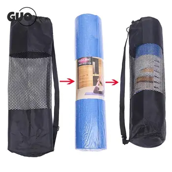 Yoga Mat hordozó hálós táska Nylon jógaszőnyeg tároló táska hátizsák vízálló fitneszközpont fekete (jógaszőnyeg nélkül)