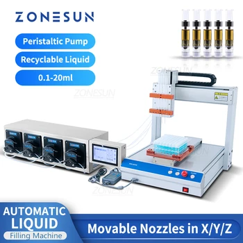 ZONESUN csőtöltő gép Négy fej Perisztaltikus szivattyú Reagens Parfüm injekciós üveg illóolaj palack folyékony töltőanyag ZS-XYZ4A