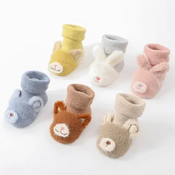 Őszi/téli sűrített rajzfilm baba zokni pamut csúszásmentes baba padló zokni baba zokni gyapjú kör gyerekeknek